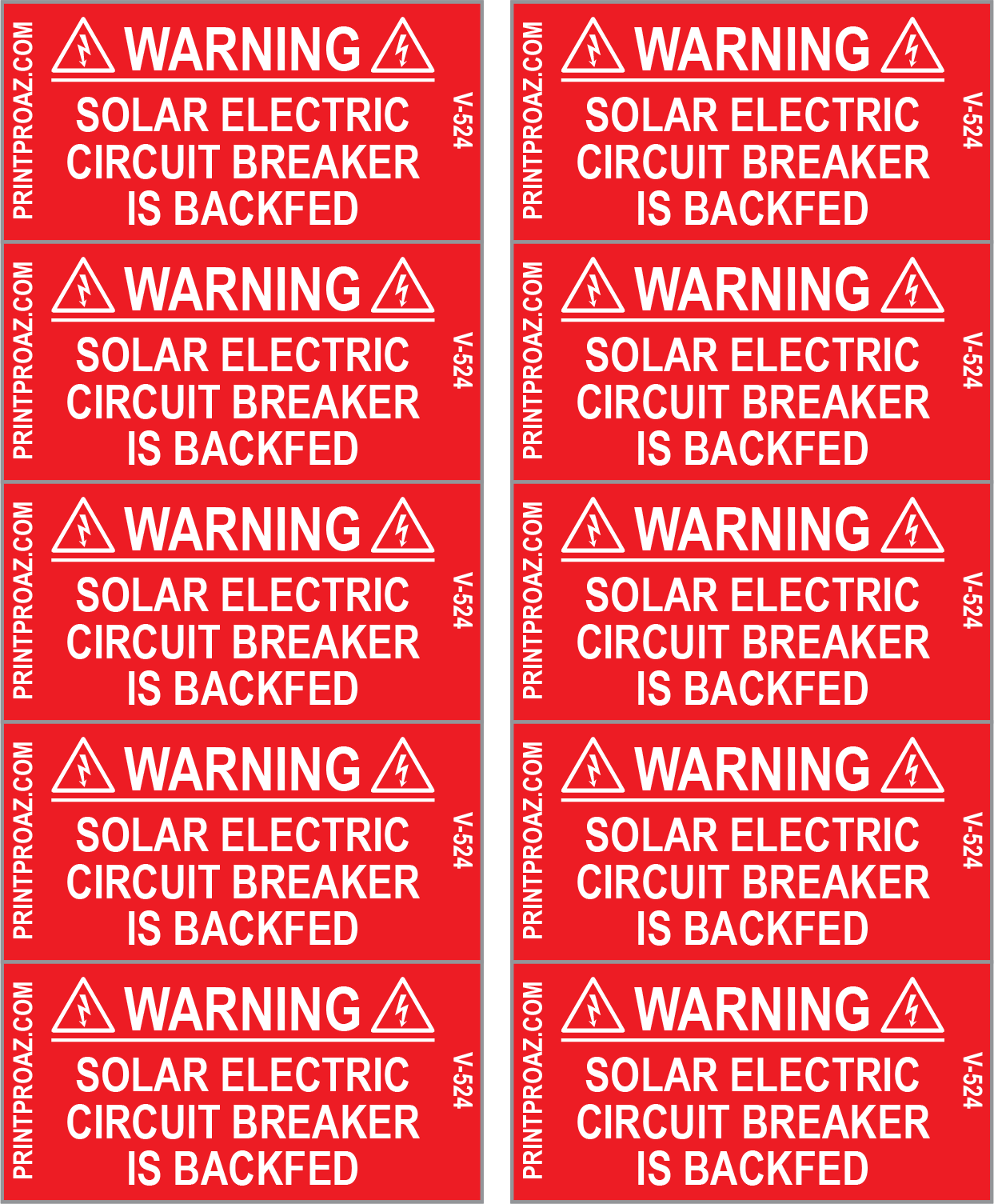 2x1, X10 Solar Label, Vinyl Decal Solar Labels, V-524