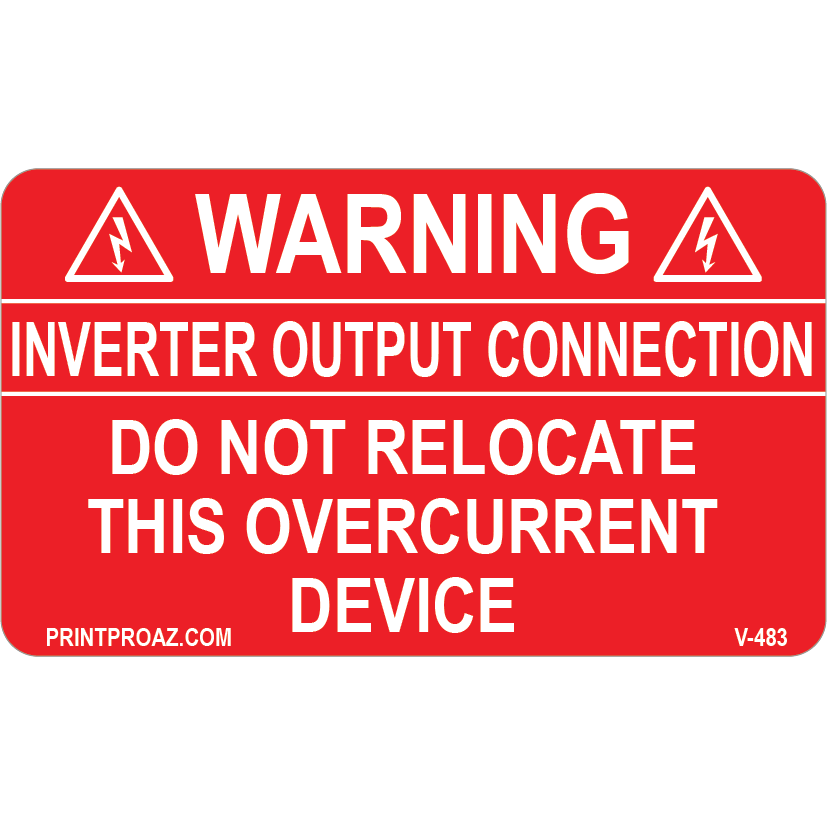 2.75x1.625 Inverter Output Connection, Vinyl Decal Solar Labels, V-483