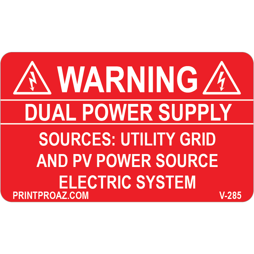 2.75x1.625 Solar Warning Labe, Vinyl Decal Solar Labels Decal, V-285
