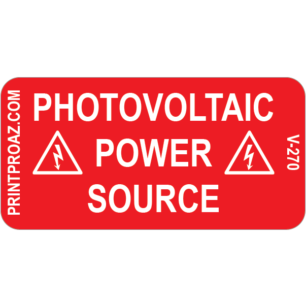 2x1 Photovoltaic Power Source, Vinyl Decal Solar Labels, V-270