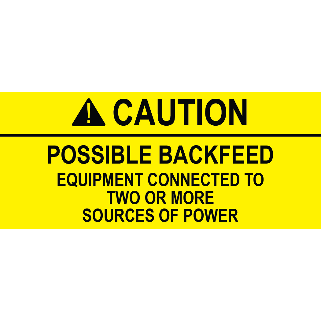 3.5x1.5, Caution Possible Backfeed, Plastic Solar Labels, PV-307