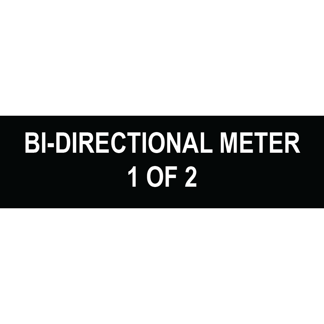 3.5x1 Bi-directional Meter 1 of 2, Plastic Solar Labels, PV-282
