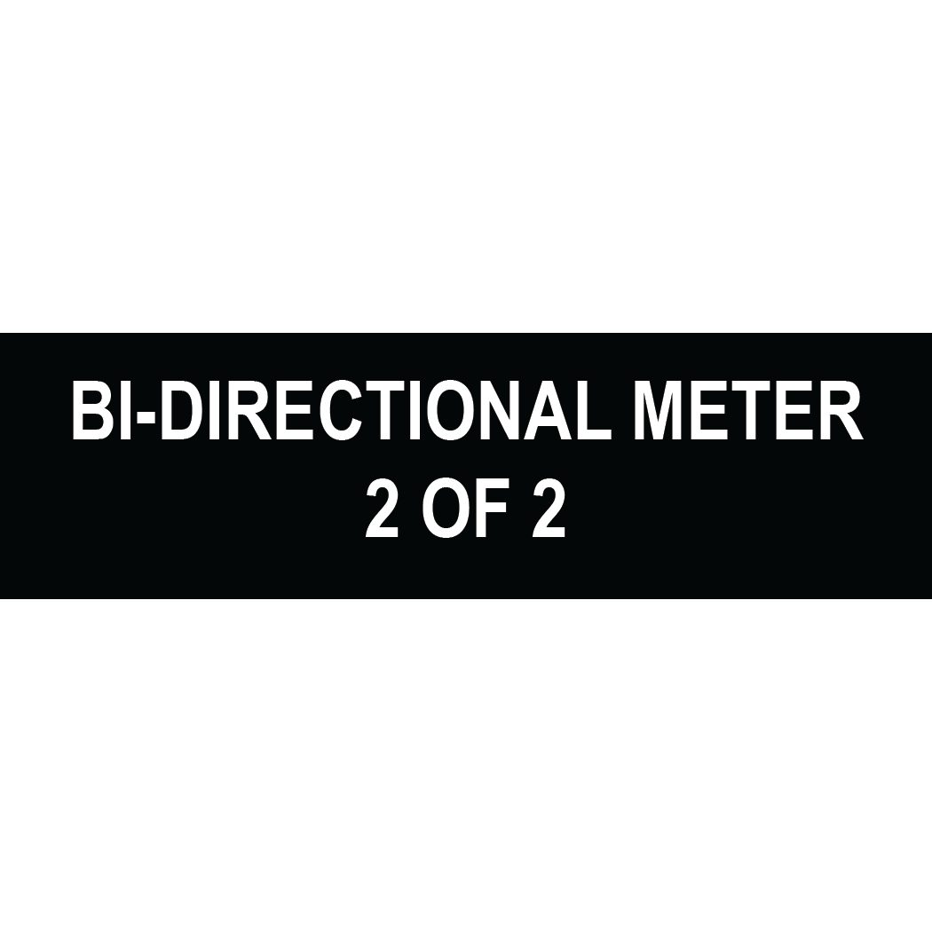 3.5x1 Bi-directional Meter 2 of 2, Plastic Solar Labels, PV-283