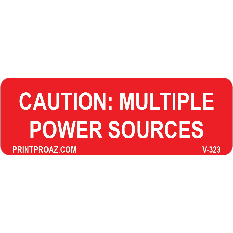 3x1 Caution: Multiple Power Sources, Vinyl Decal, V-323