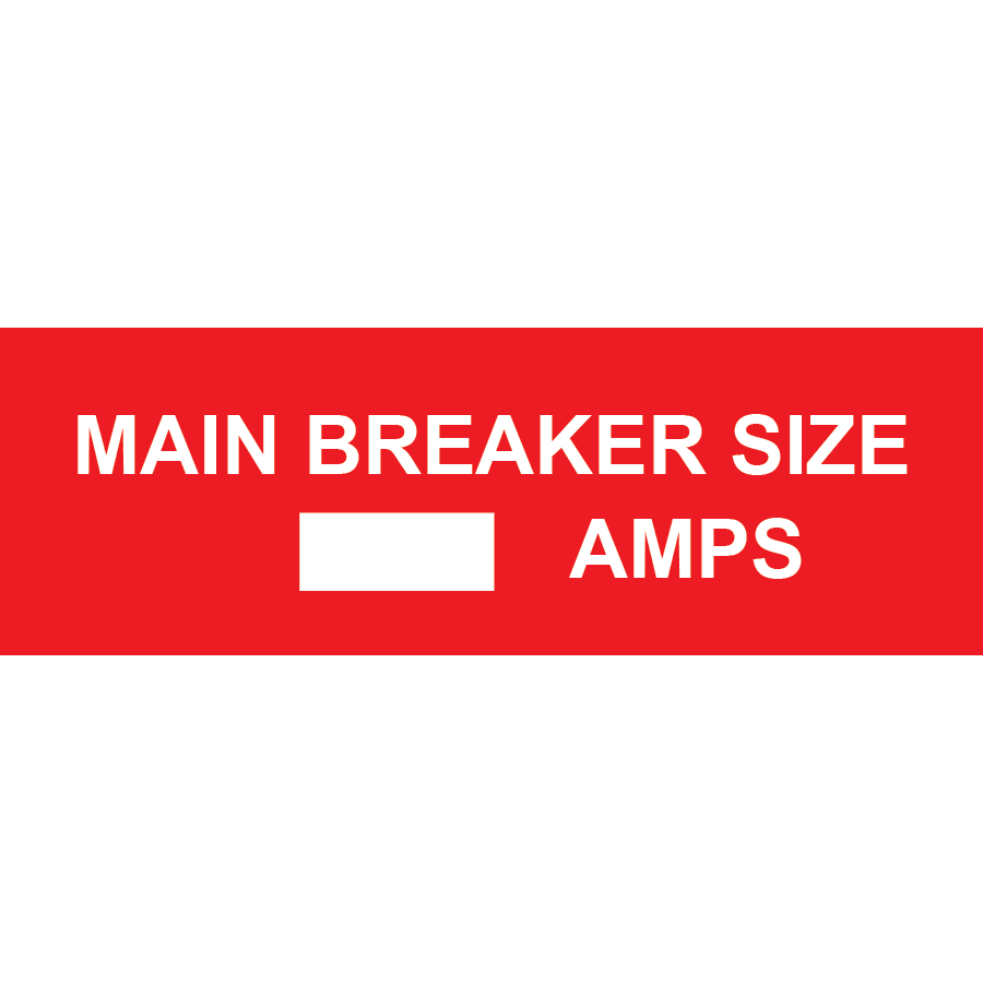 3x1 Maximum Main Breaker Size, Plastic Solar Labels, PV-231