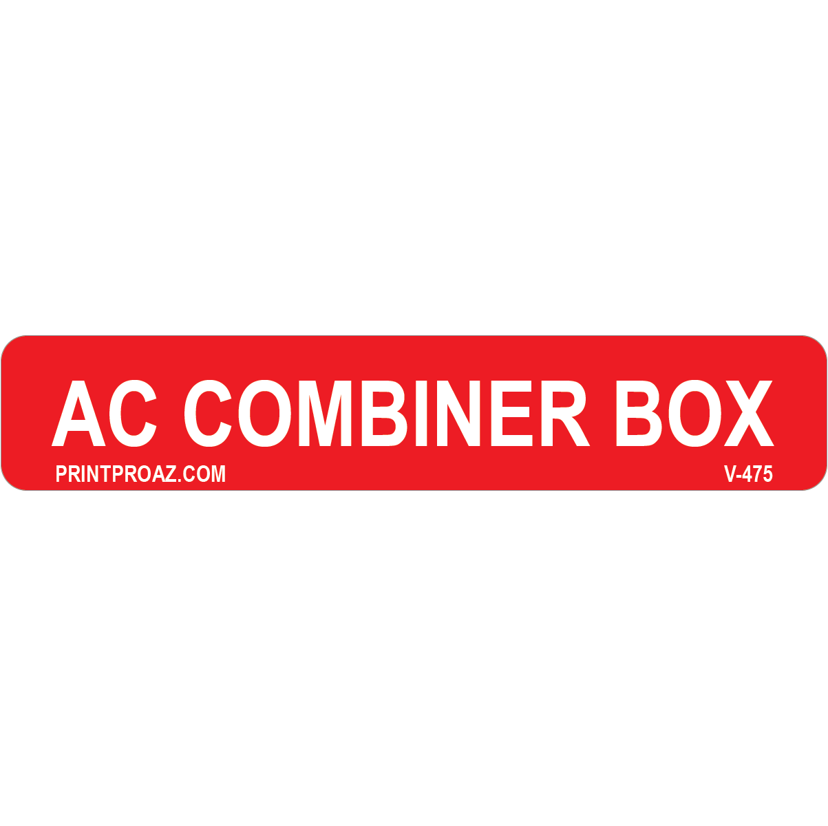 4x.75 AC Combiner Box, Vinyl Decal Solar Labels, V-475