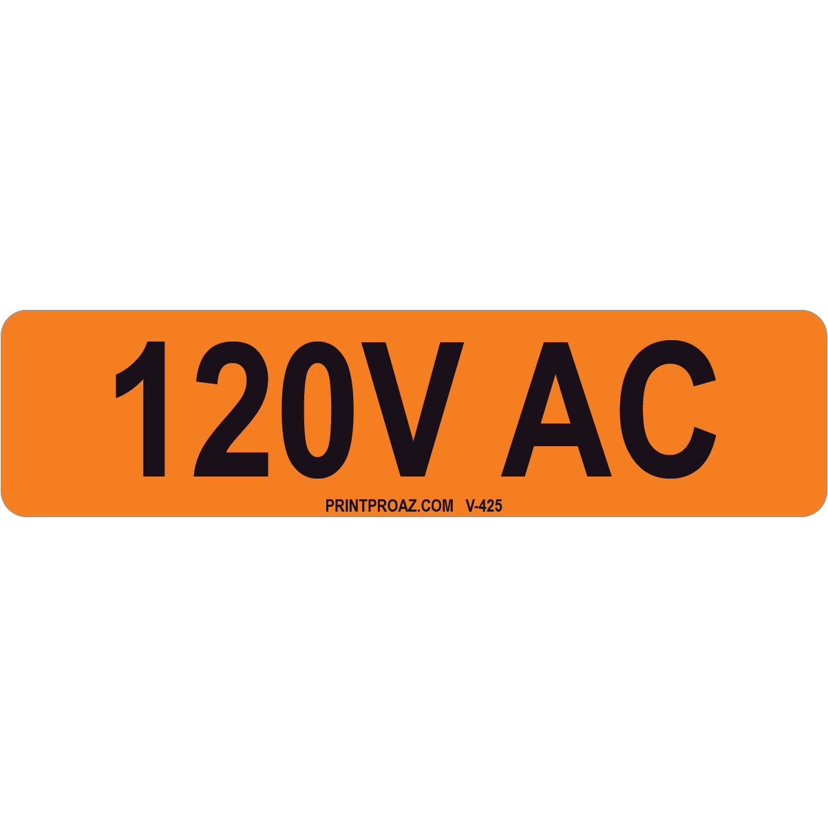 4x1 120V AC, Vinyl Decal Solar Label, V-425