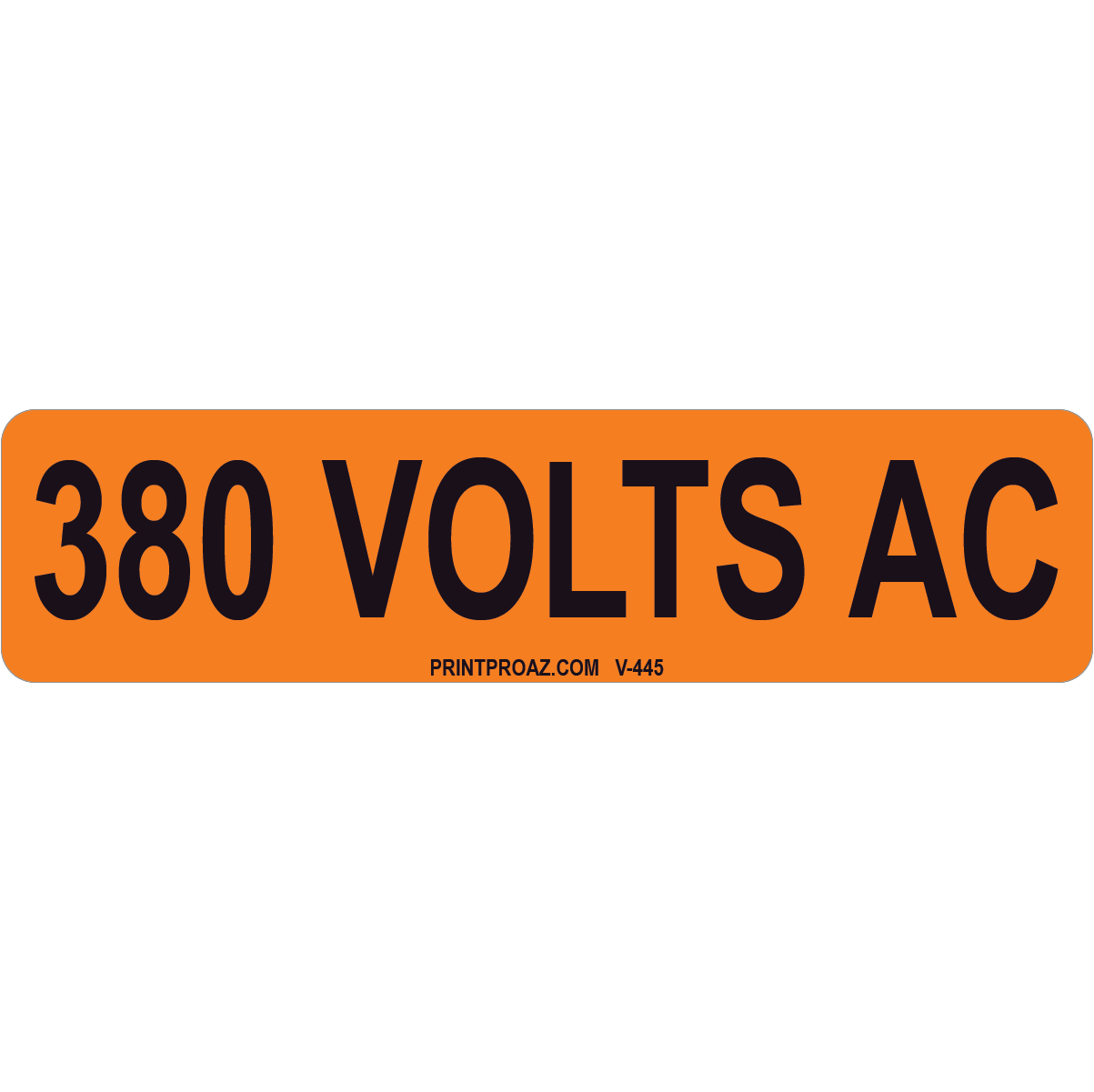 4x1 380 VOLTS AC, Vinyl Decal Solar Labels, V-445