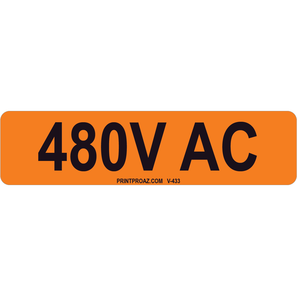 4x1 480V AC, Vinyl Decal Solar Labels, V-433