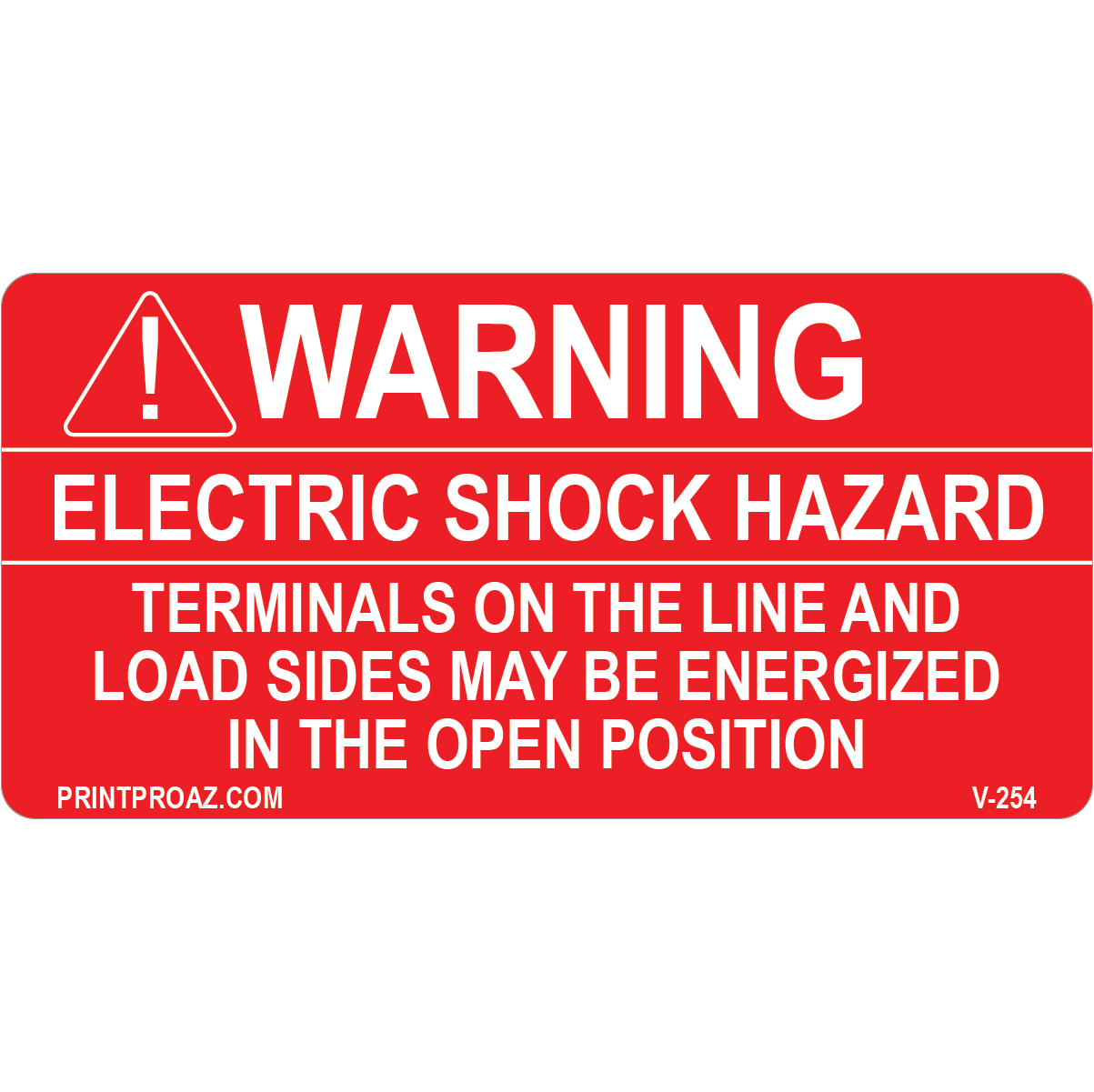 4x2 Electric Shock Hazard, Vinyl Decal Solar Labels, V-254