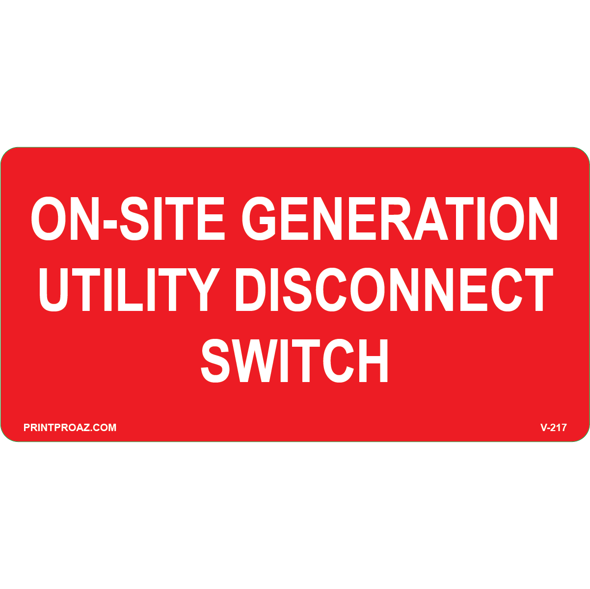 4x2 On-site Generation Utility Disconnect Switch, Vinyl Decal, V-217