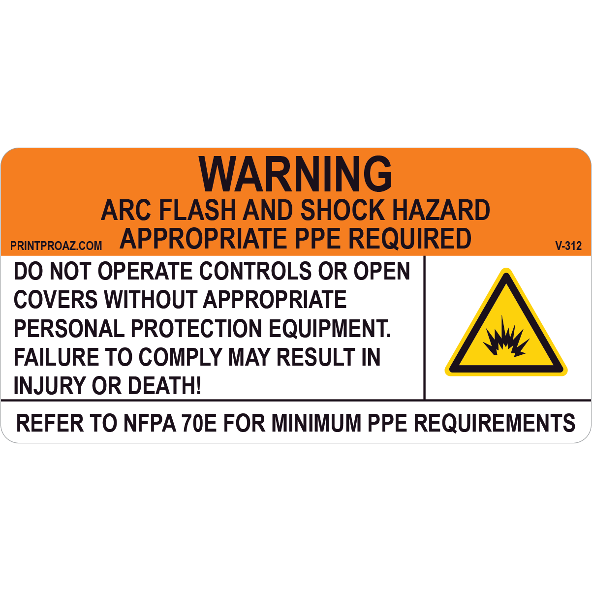 4x2 Solar Warning Sign, Vinyl Decal, V-312