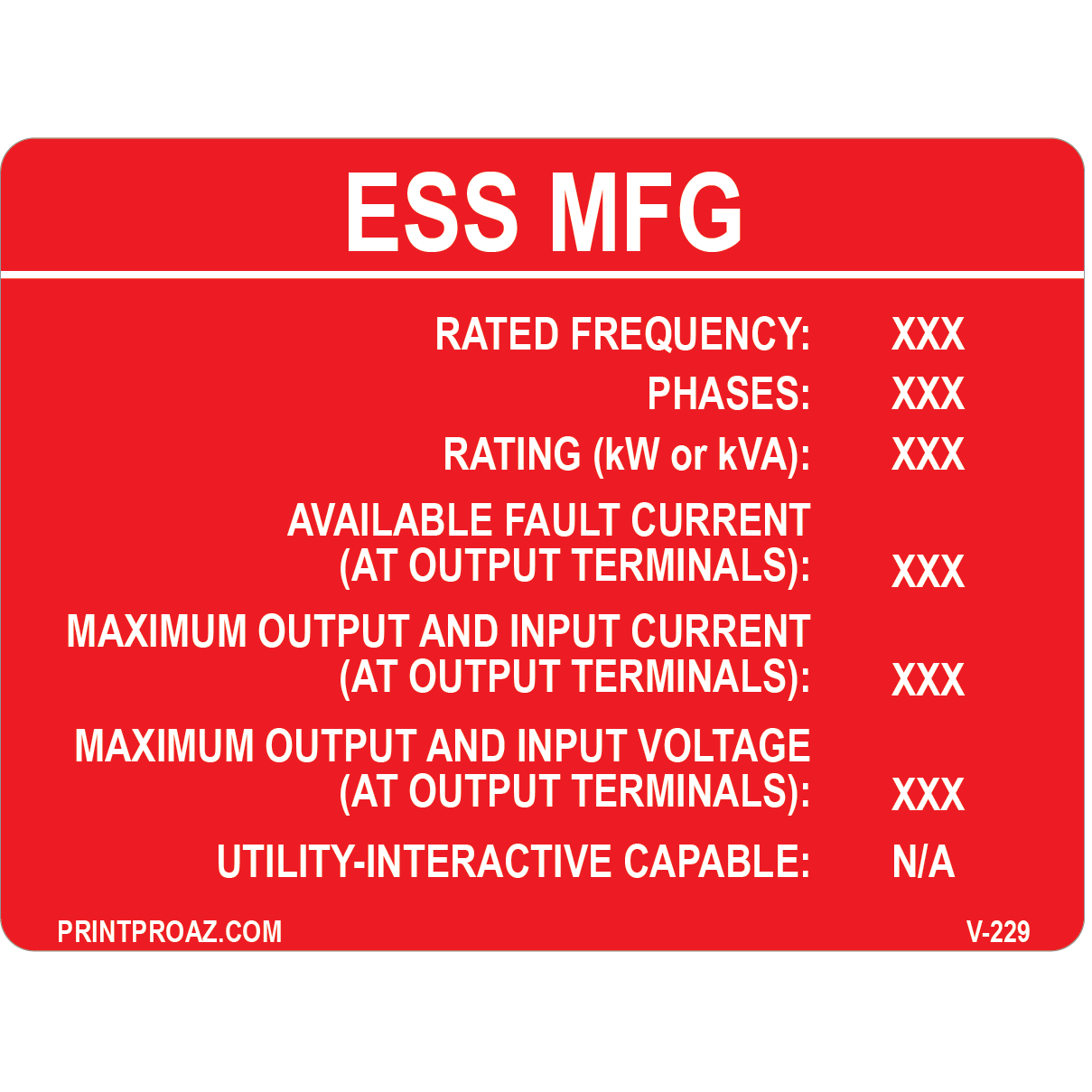 4x3 Custom ESS MFG, Vinyl Decal, V-229