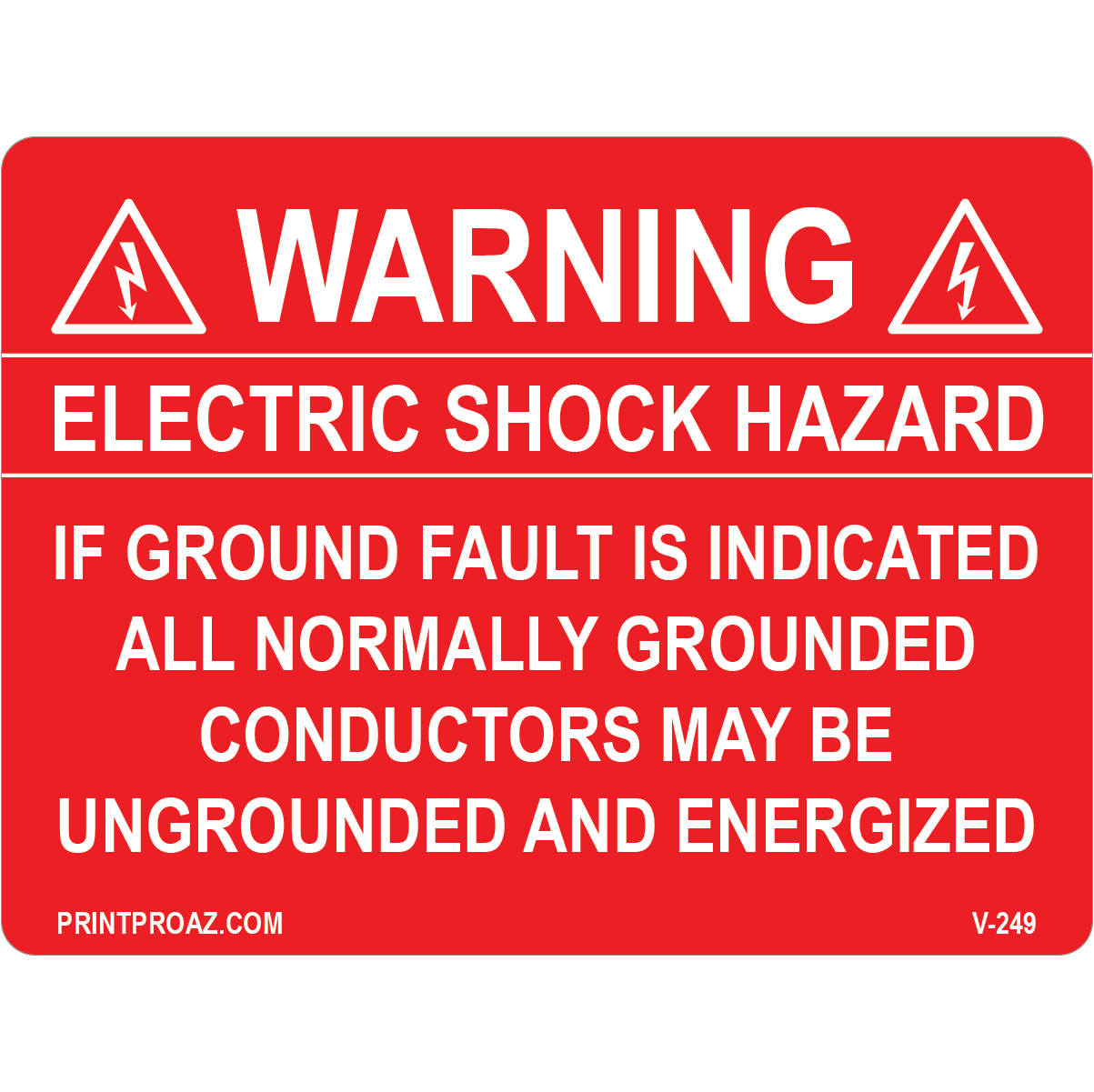 4x3 Electric Shock Hazard, Vinyl Decal Solar Labels, V-249