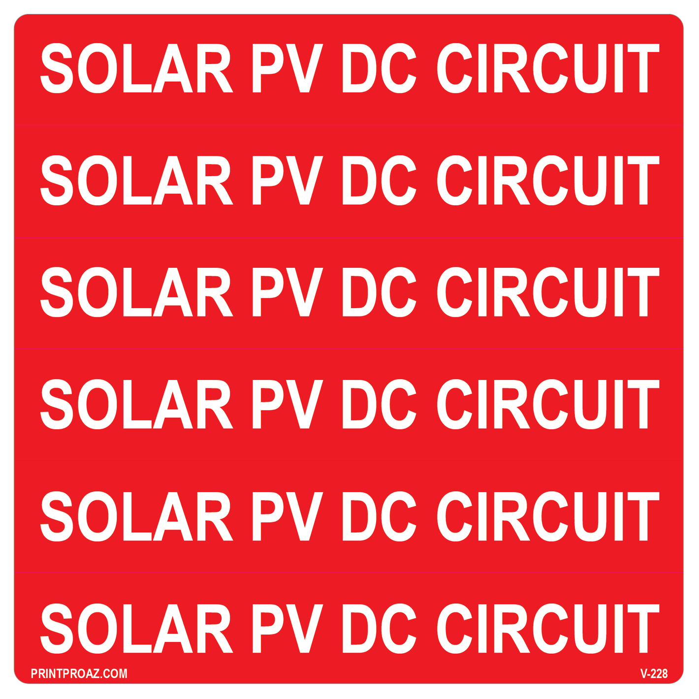 5.75x5.75 Solar PV DC Circuit, Vinyl Decal, V-228