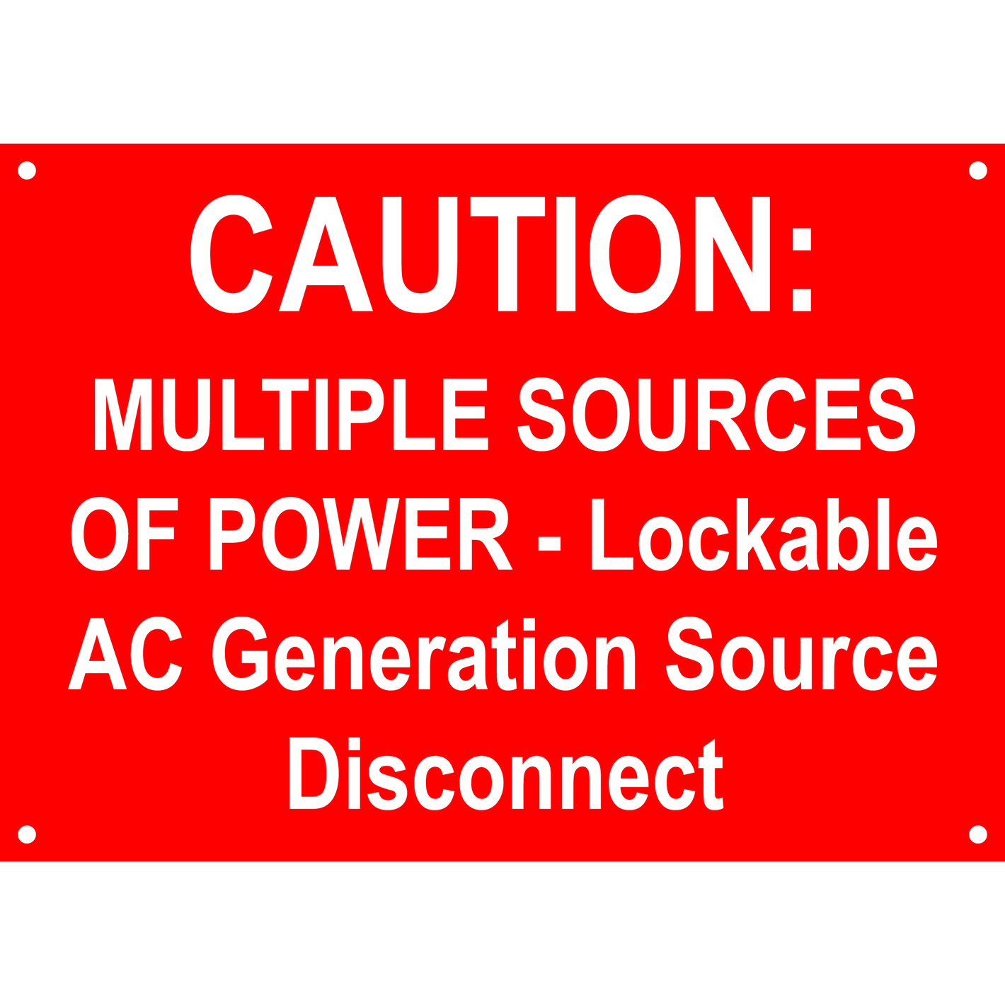 7x5 Caution: Multiple Sources of Power - Lockable AC Generation Source Disconnect, Plastic Solar Labels, PV-276