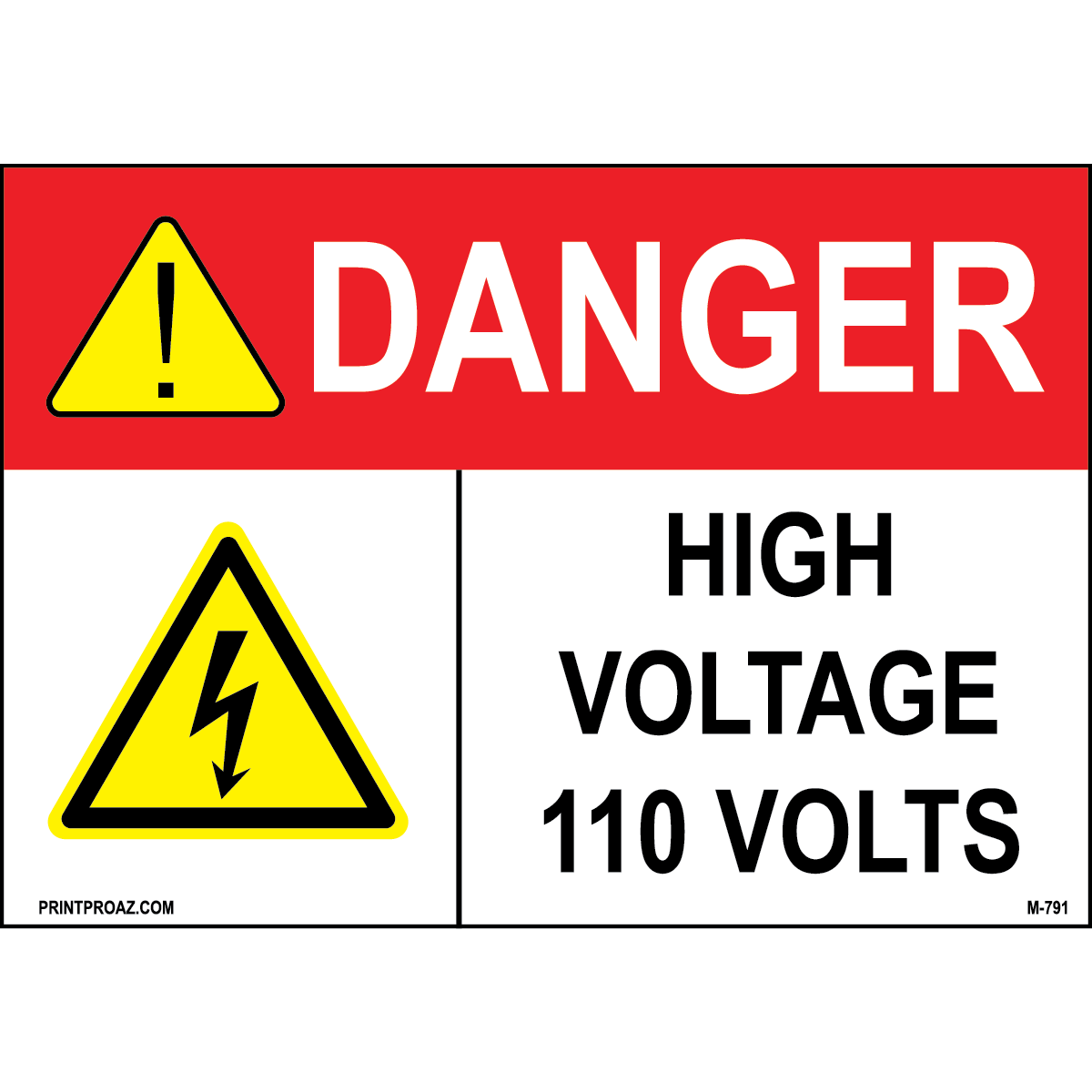 Aluminum Danger Electrical Sign Label M-789-794
