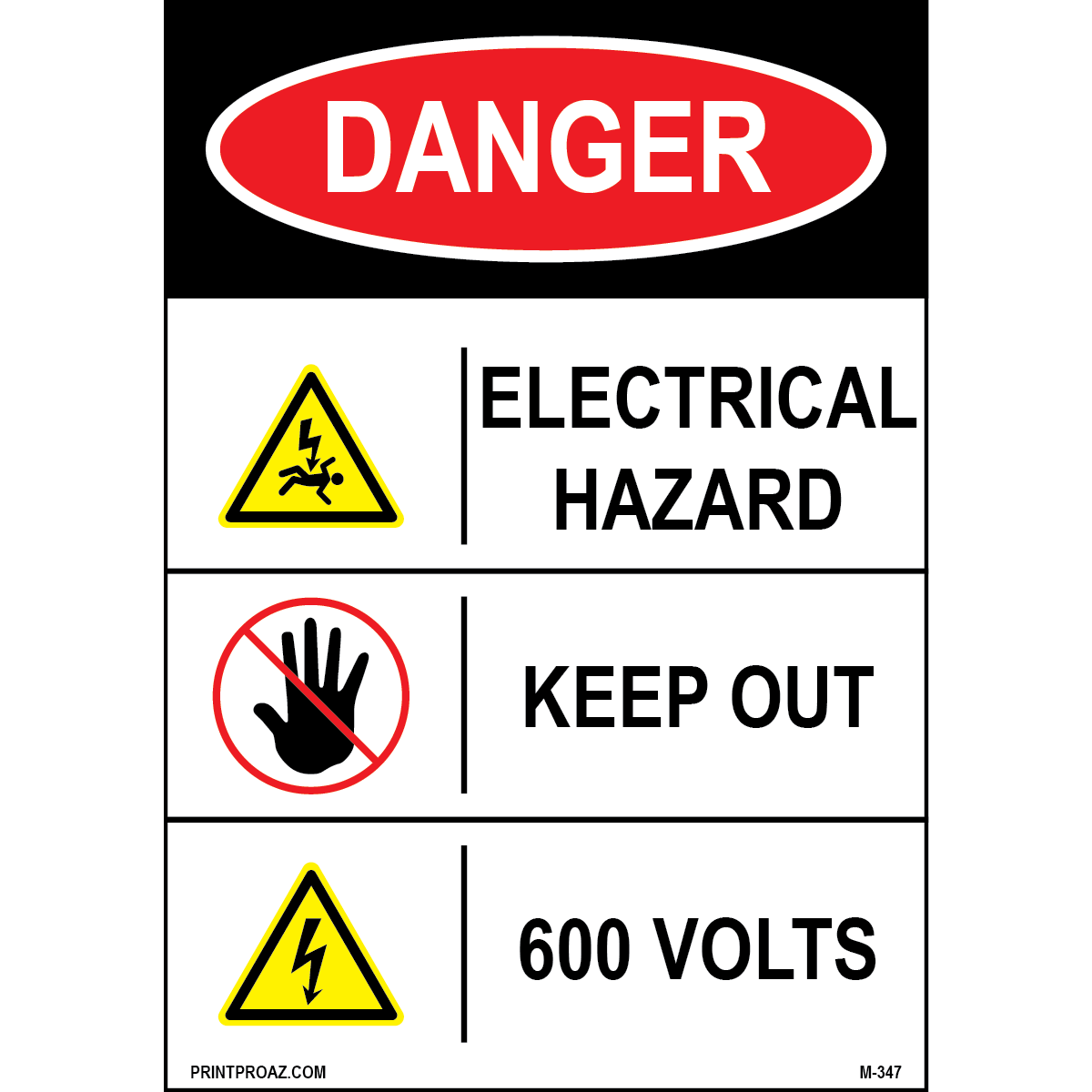 Aluminum Danger Electrical Sign Label M-345-350