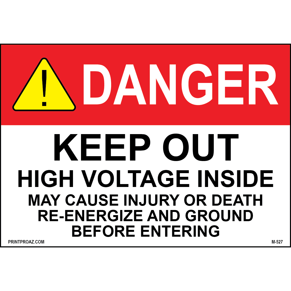 Aluminum Danger Electrical Sign Label M-525-530