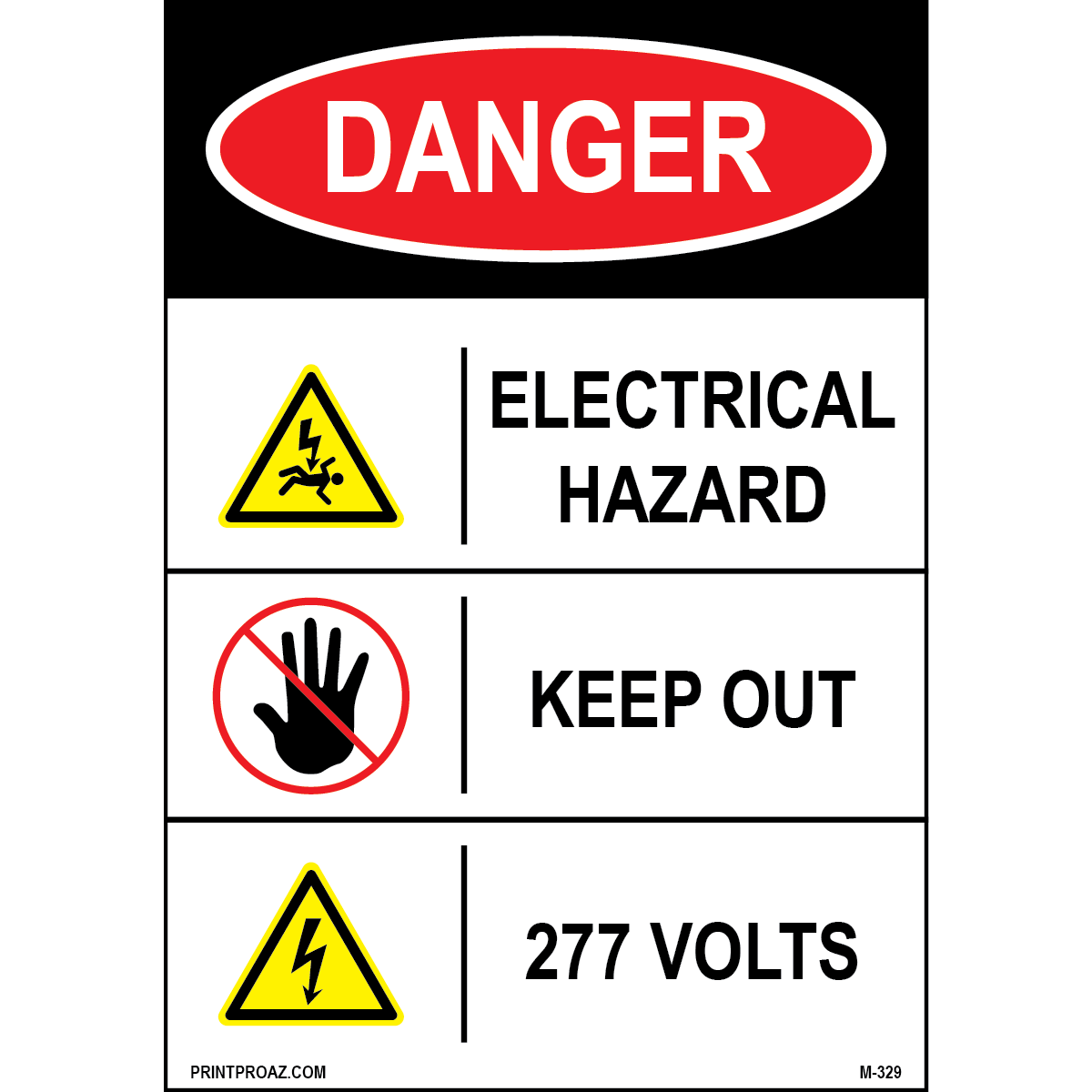 Aluminum Danger Electrical Sign Label M-327-332