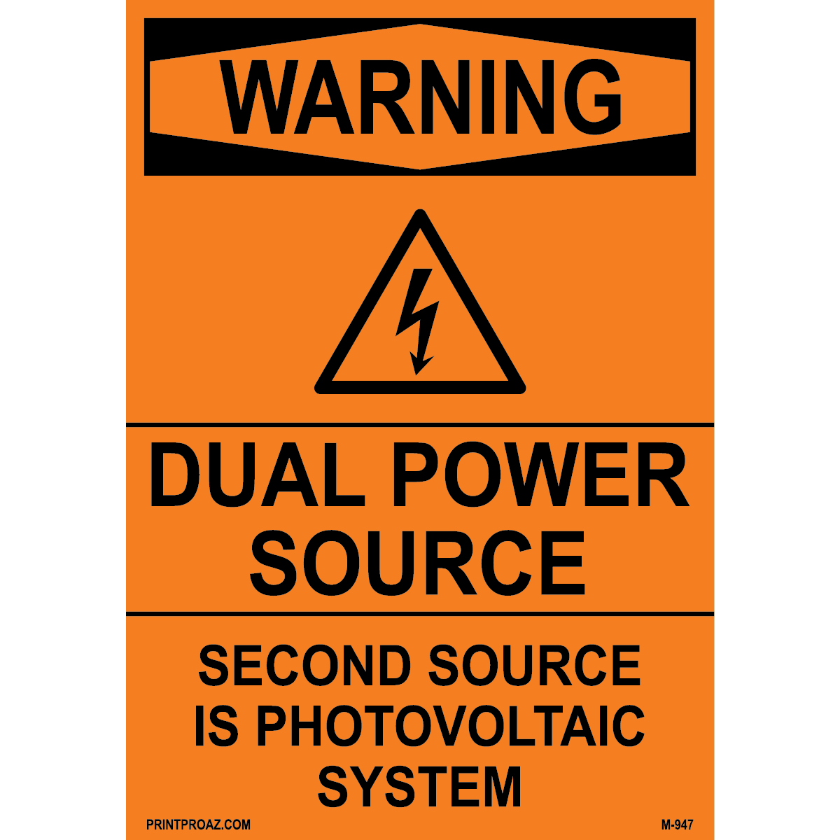 Aluminum Solar Warning Sign Label M-945-950