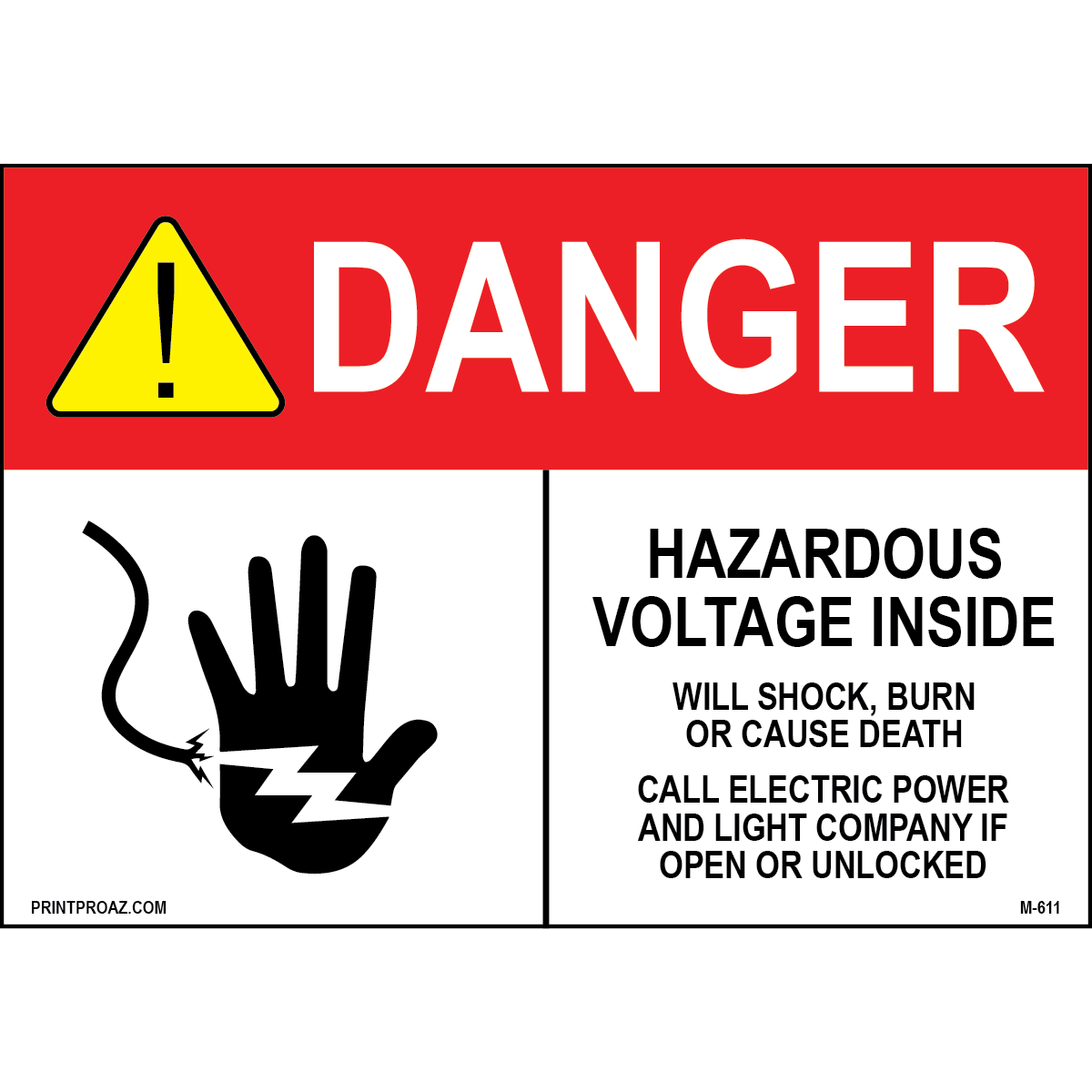 Aluminum Danger Electrical Sign Label M-609-614