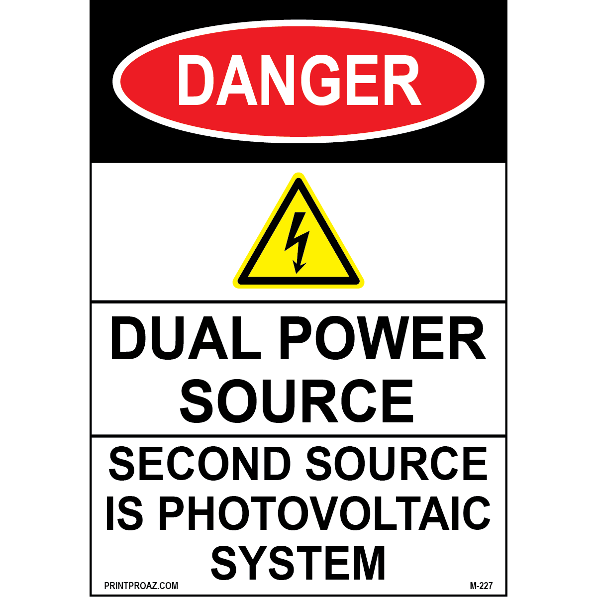 Aluminum Danger Electrical Sign Label M-225-230