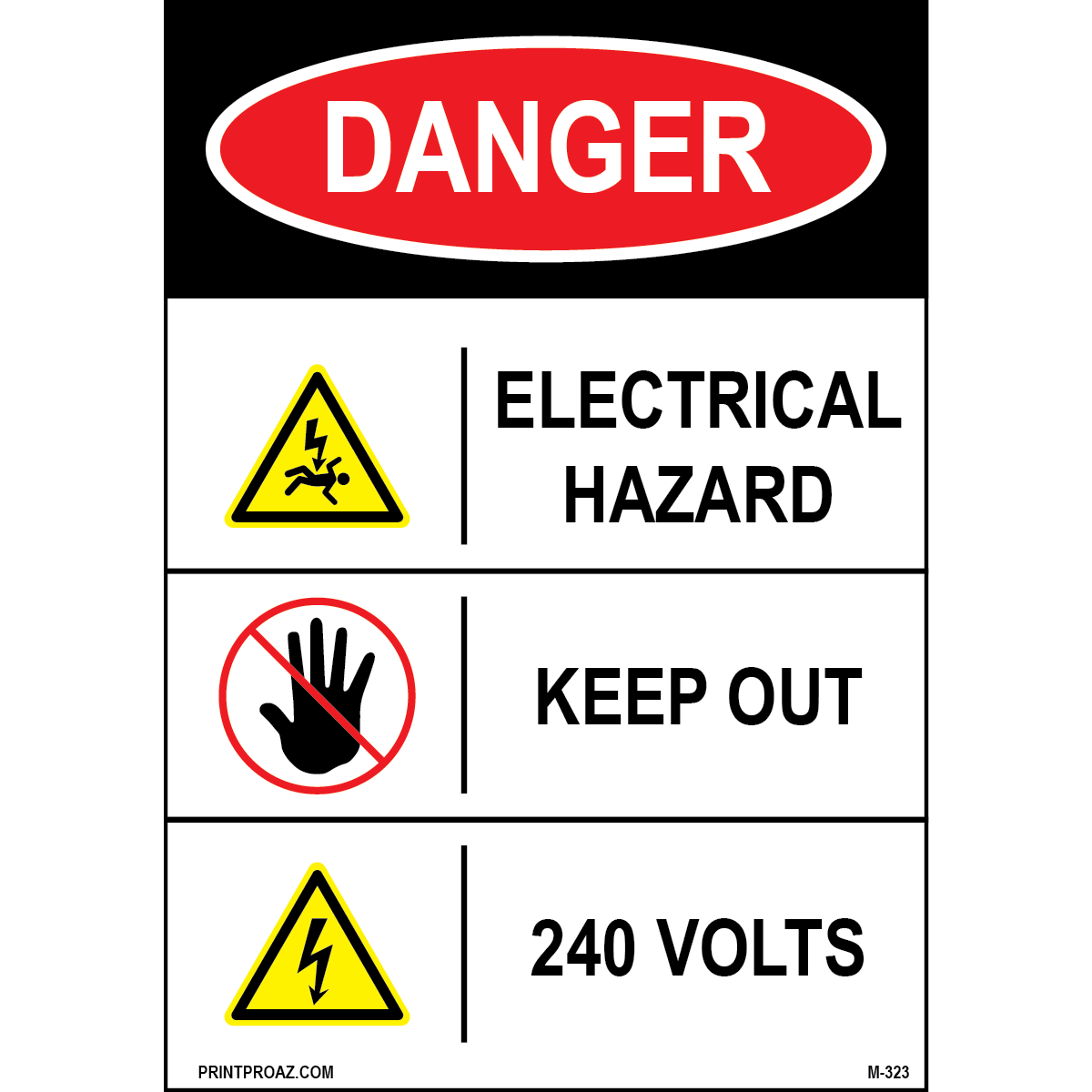 Aluminum Danger Electrical Sign Label M-321-326