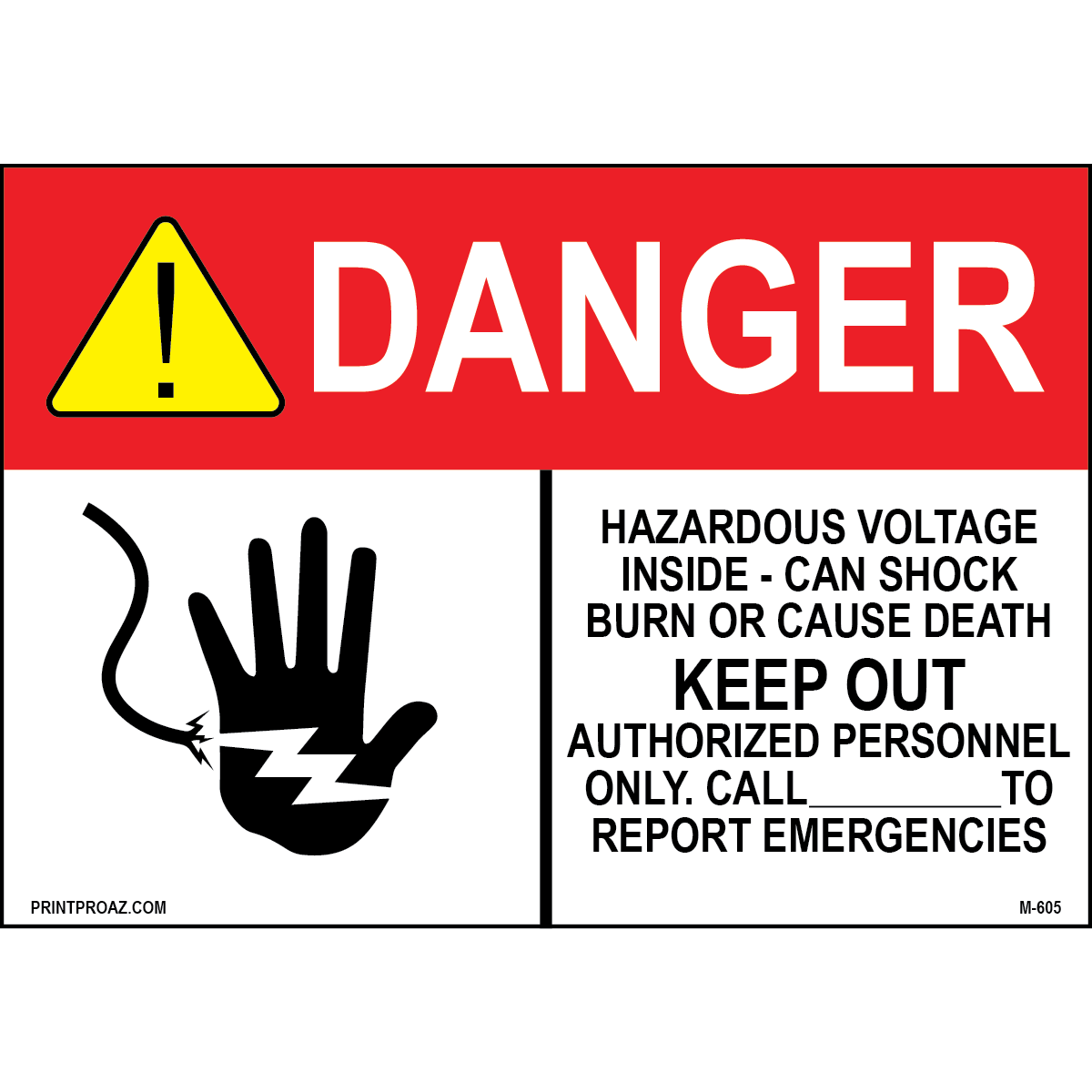 Aluminum Danger Electrical Sign Label M-603-608