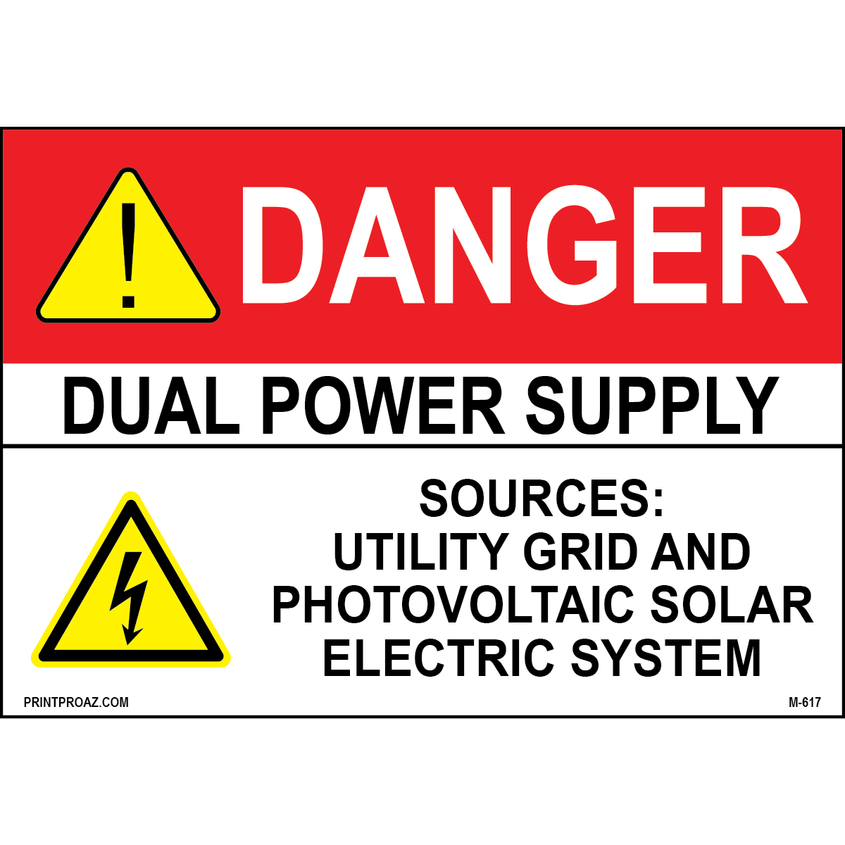 Aluminum Danger Electrical Sign Label M-615-620