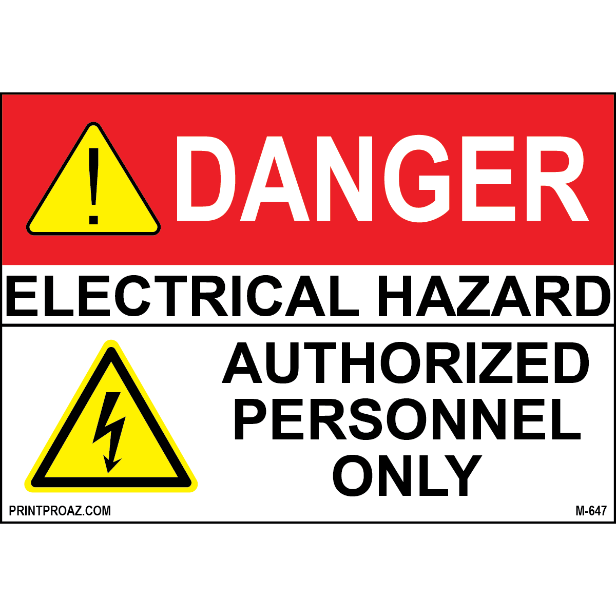 Aluminum Danger Electrical Sign Label M-645-650