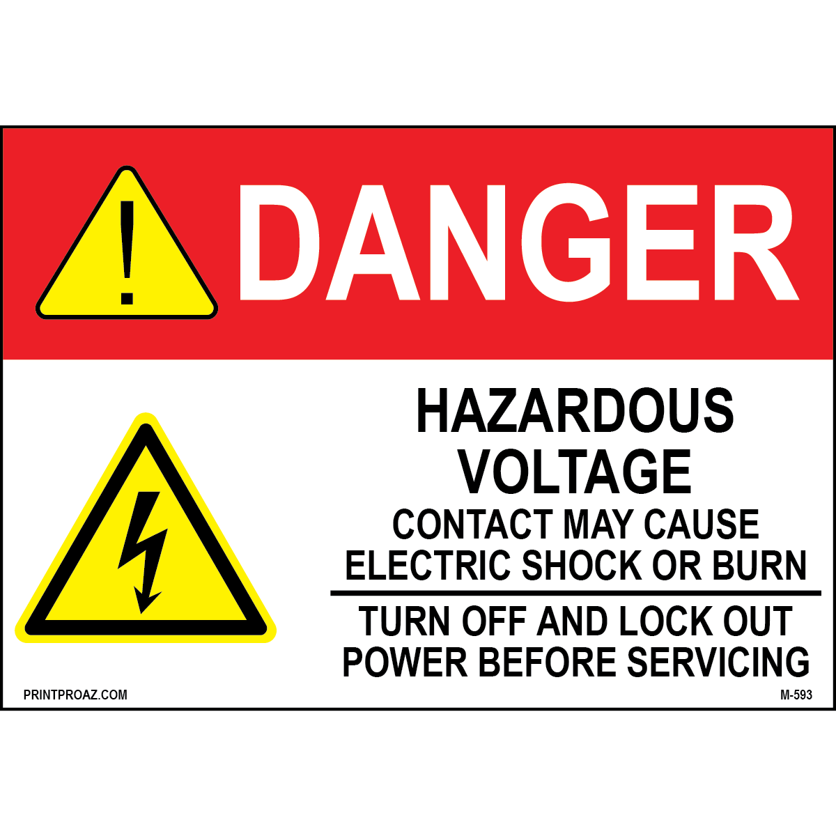 Aluminum Danger Electrical Sign Label M-591-596