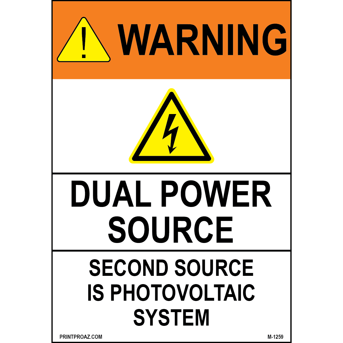 Aluminum Solar Warning Sign Label M-1257-1262