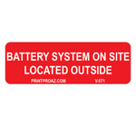 1x3 Battery System on site located outside V-571 Decal Solar Labels