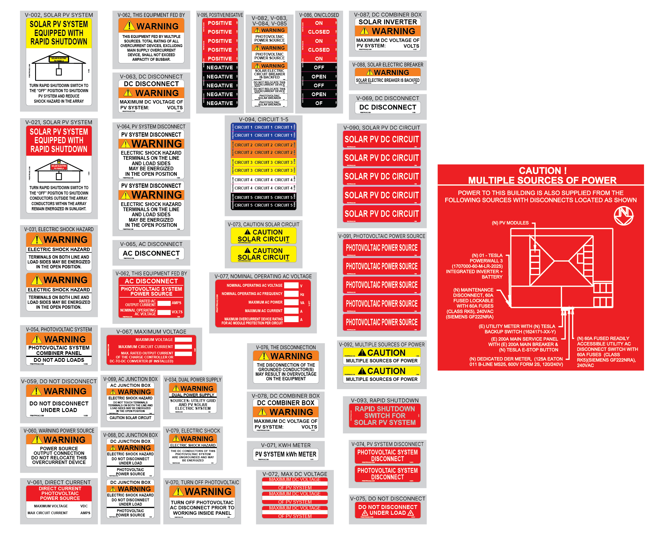 NEC 2020 pack + Site Map Solar Labels | NEC Solar Label