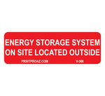 1x3 Energy Storage System On Site Located Inside V-568 Decal Solar Labels