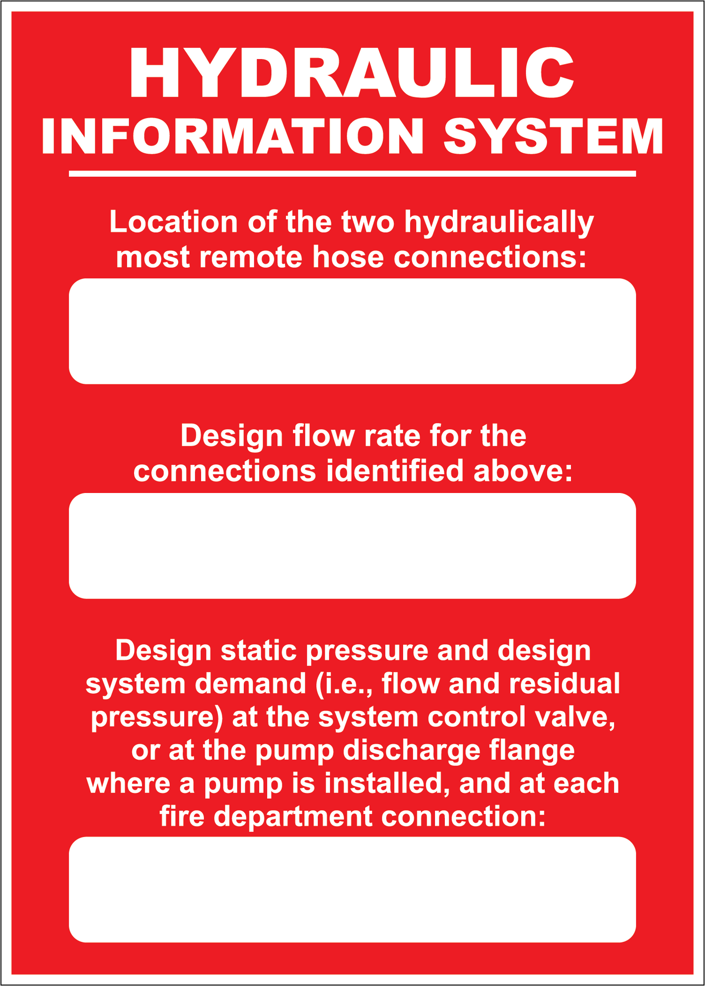 Hydraulic Information System Sign, Aluminum, F-191