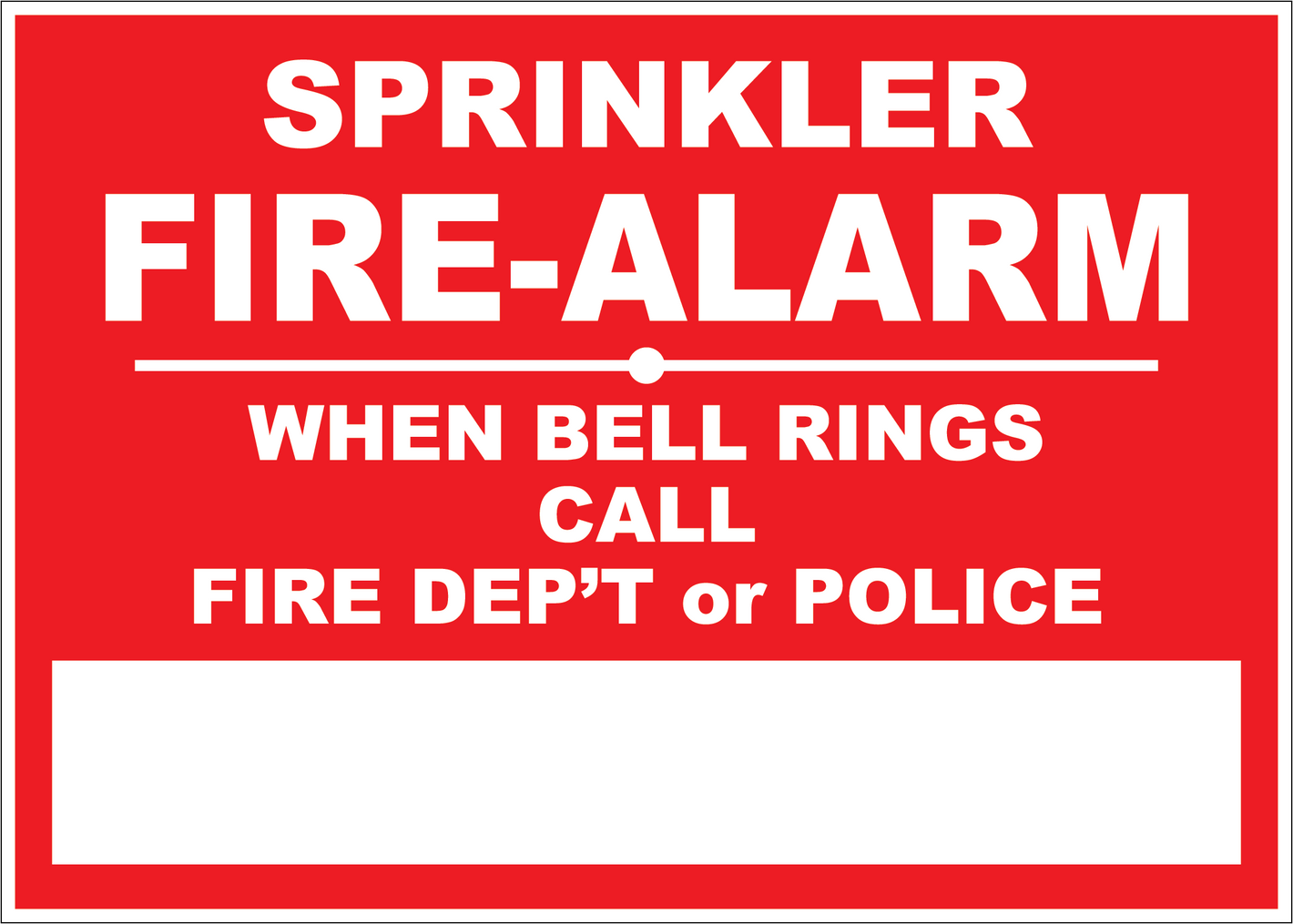 Sprinkler Fire Alarm Sign, Aluminum, F-195