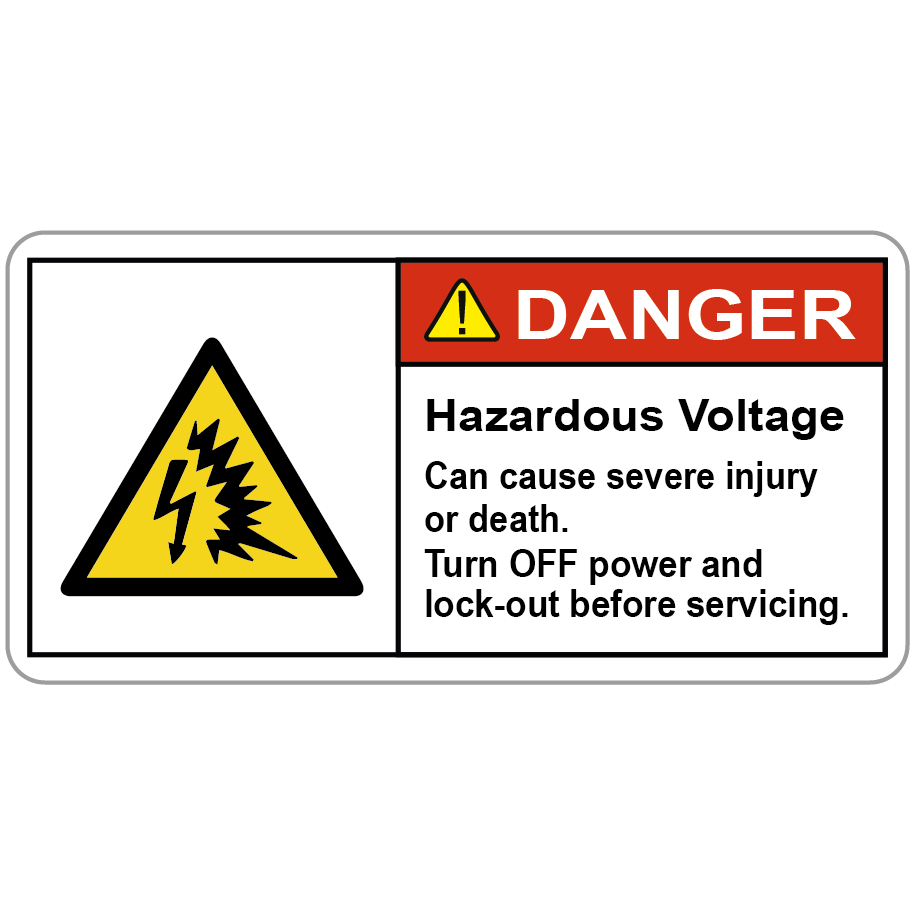 Hazardous Voltage. Can Cause Severe Injury Or Death, Turn Off Power And Lock-Out Before Servicing. (With Arc Flash Symbol)