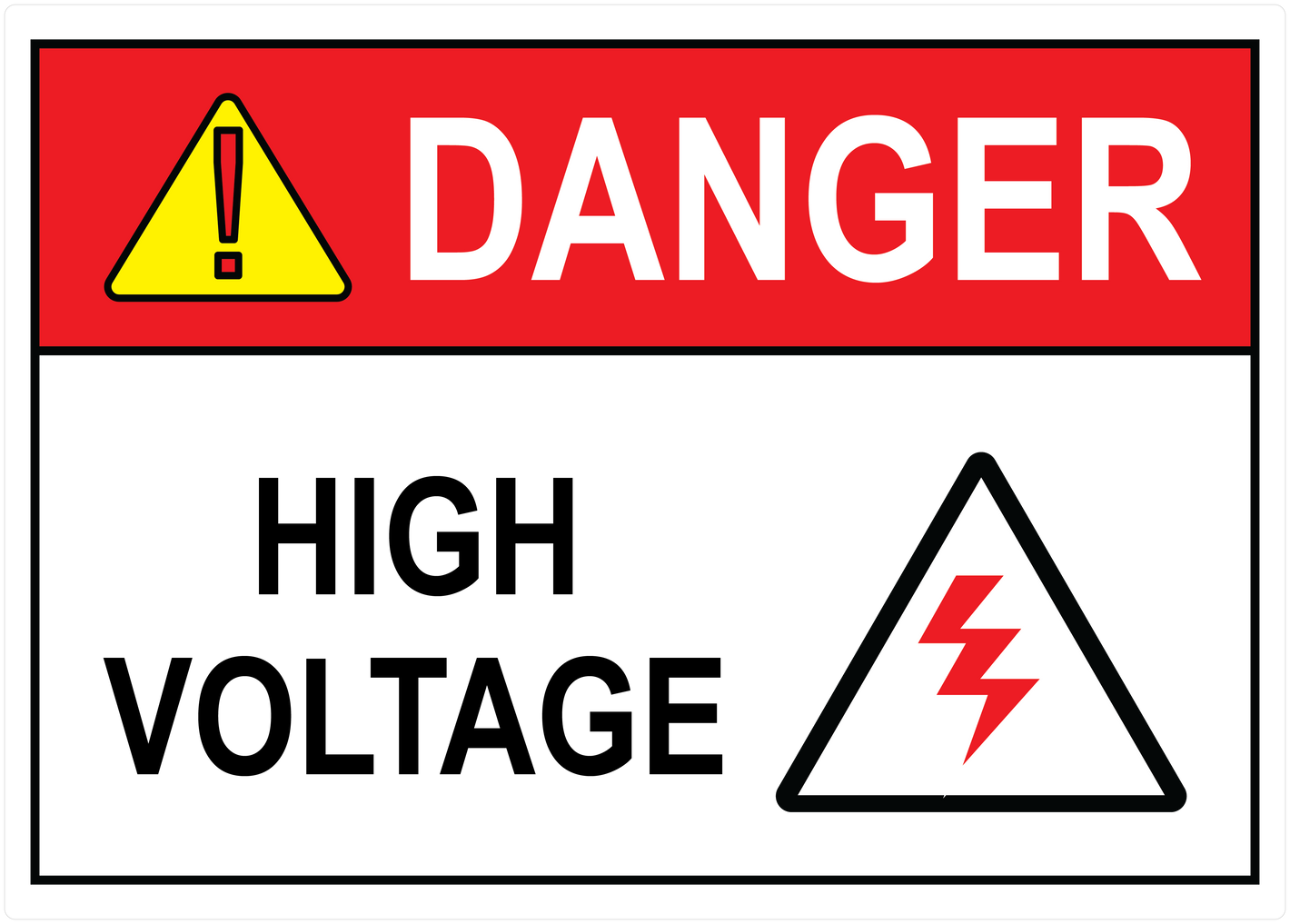 Danger Label: High Voltage (With Graphic), Vinyl Decal, PUV-091 - PUV-095