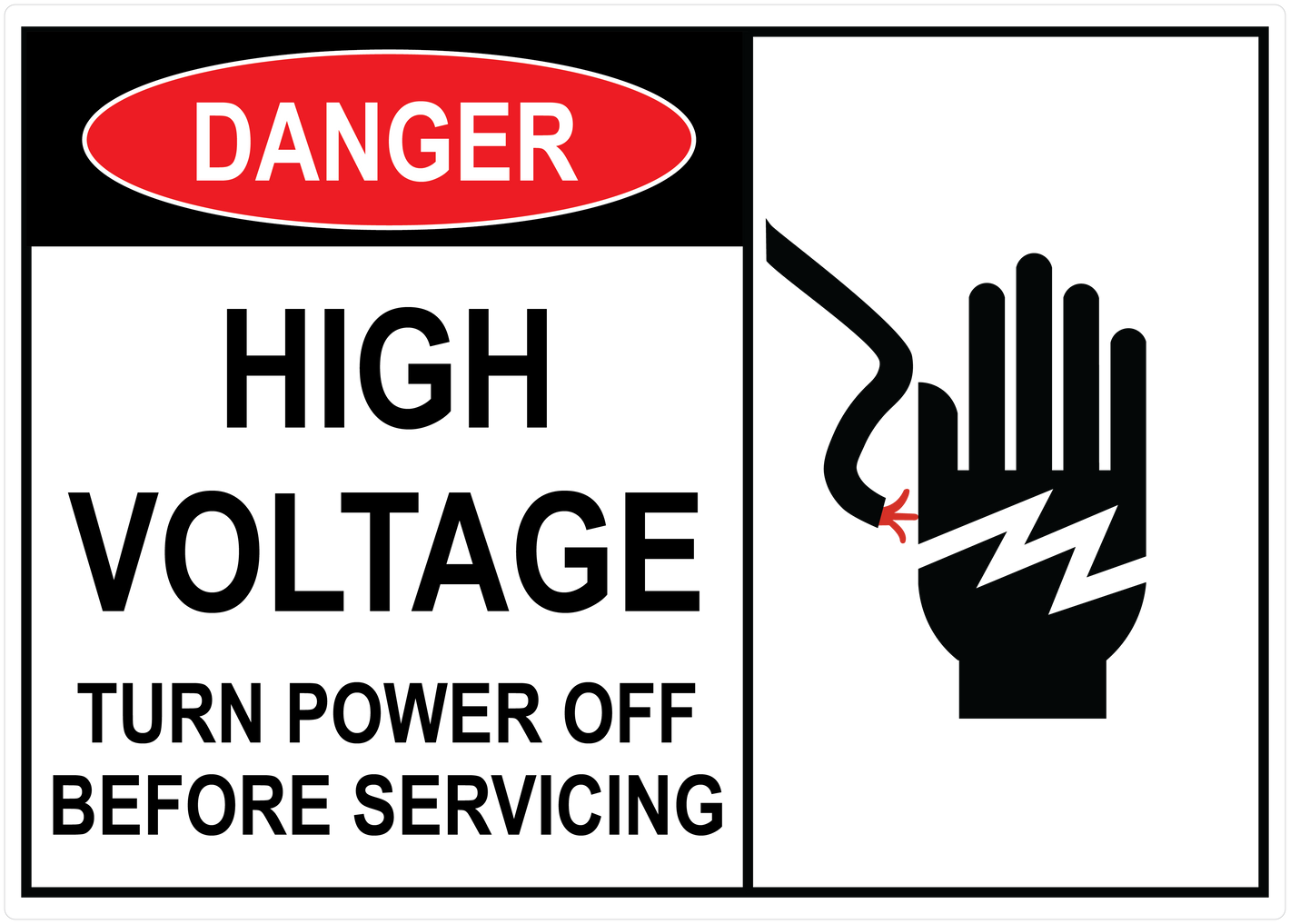 High Voltage Turn Off Power Before Servicing, Vinyl Decal, PUV-078