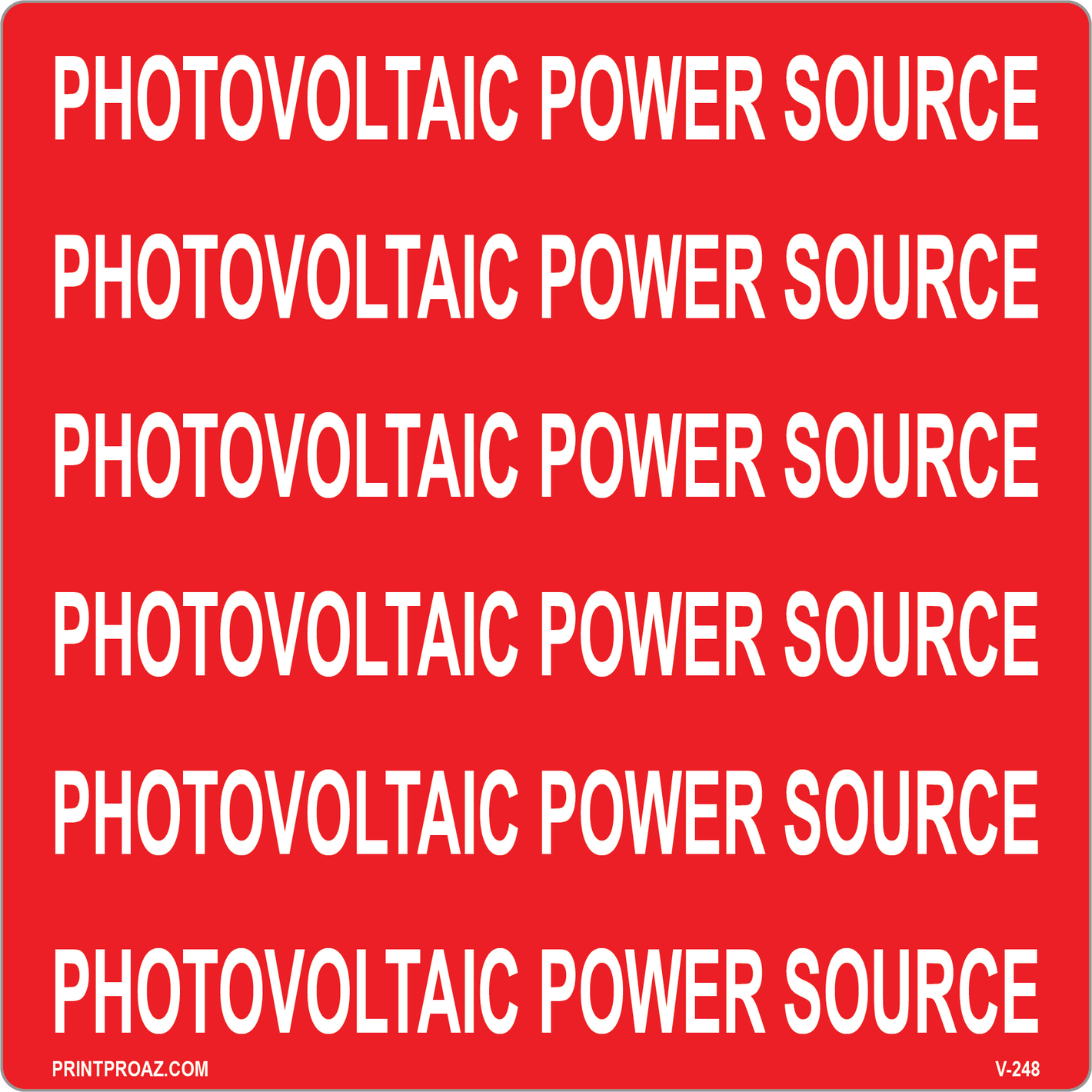 5.75x5.75 Solar Label, Vinyl Decal Solar Labels, V-248