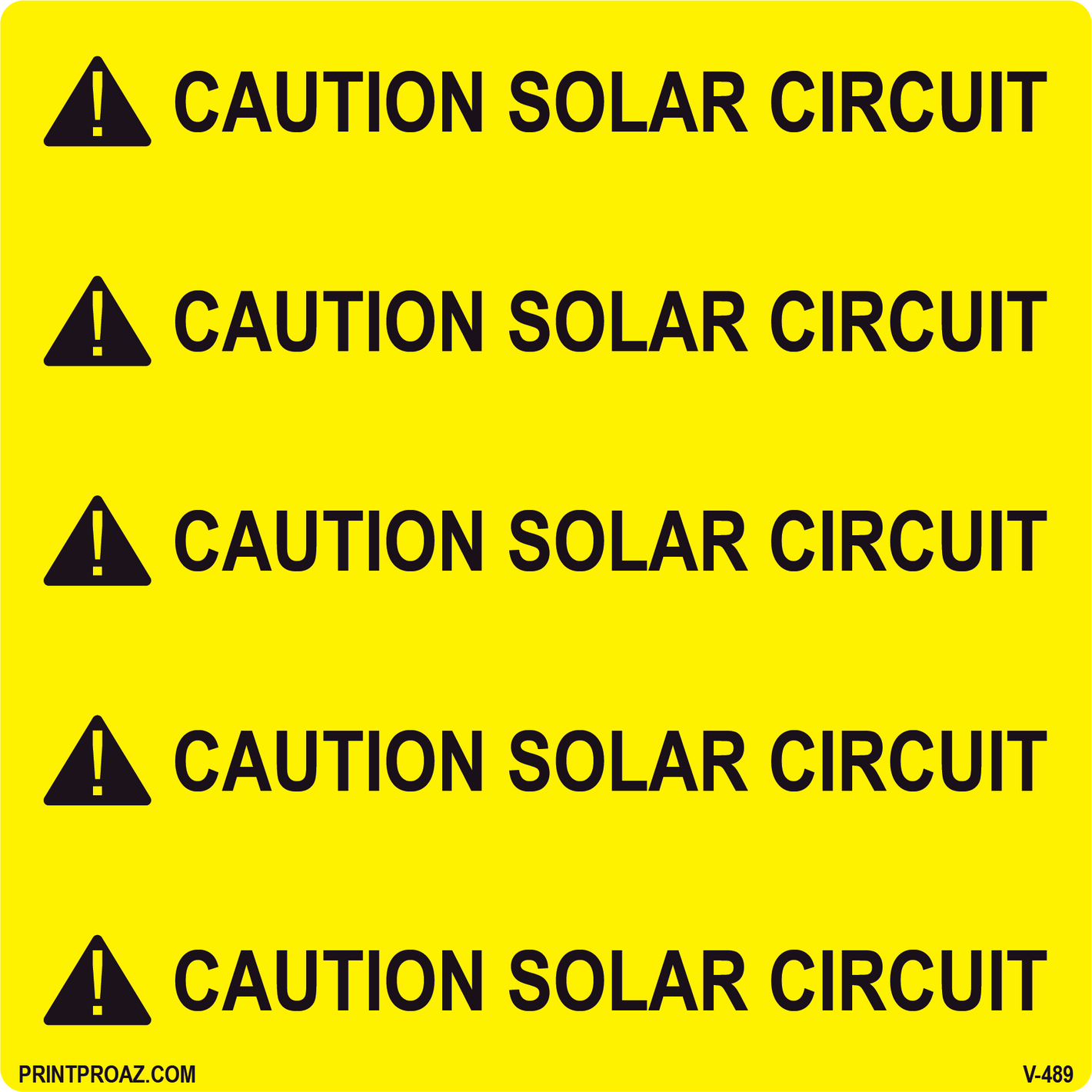 5.75x5.75 Solar Label, Vinyl Decal Solar Labels, V-489