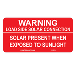 1.5x3 Warning Load Side Solar Connection V-576 Decal Solar Labels