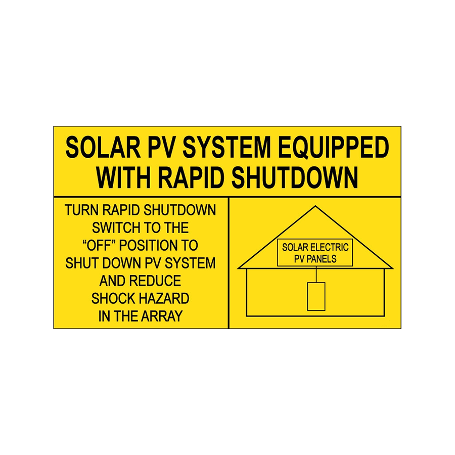 SOLAR PV SYSTEM EQUIPPED - WITH RAPID SHUTDOWN - SOLAR PLACARD PV-000 14-111 PLACARD