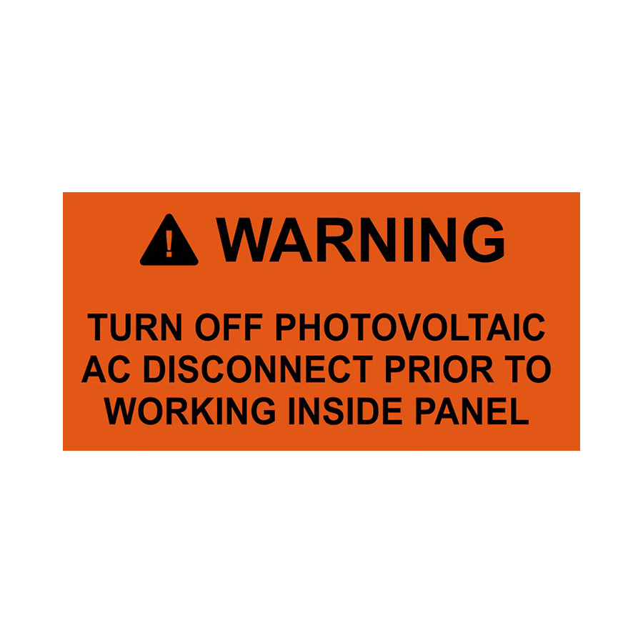 1.5x3 Warning Turn Off Photovoltaic - PV-083 Plastic