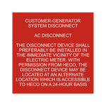 Customer-Generator System Disconnect PV-202