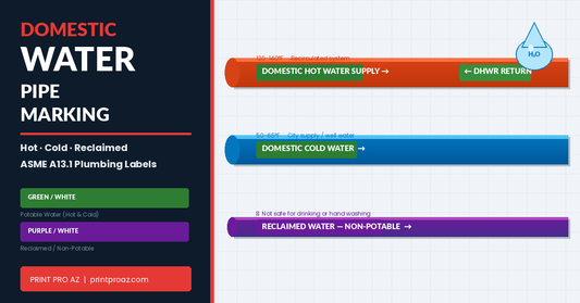 Domestic Water Pipe Marking: Hot, Cold, and Reclaimed Water Labels