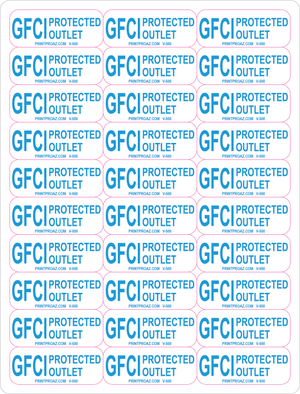 1.25x.5 X30 GFCI Protected Outlet Electrical Identification Label Sheet, Vinyl Decal Solar Labels, V-500