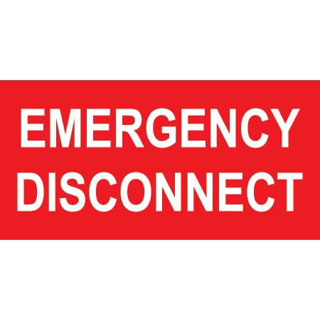 1.5x0.75 Emergency Disconnect, Plastic Solar Labels, PV-183